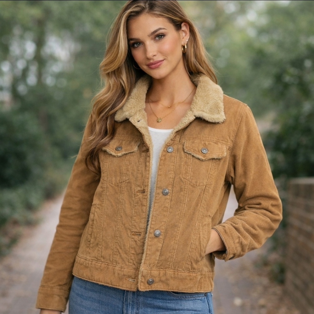 GAP Beige Sherpa  Curduroy Small Bomber Jacker